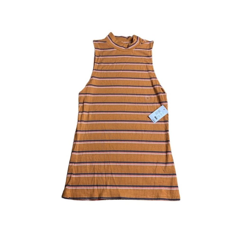 NWT Aeropostale orange turtleneck sleevekes stripes top blouse shirt S